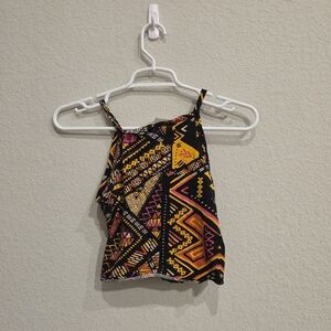 H&M Coachella Black Tribal Tank Top with Yellow & Pink Accents